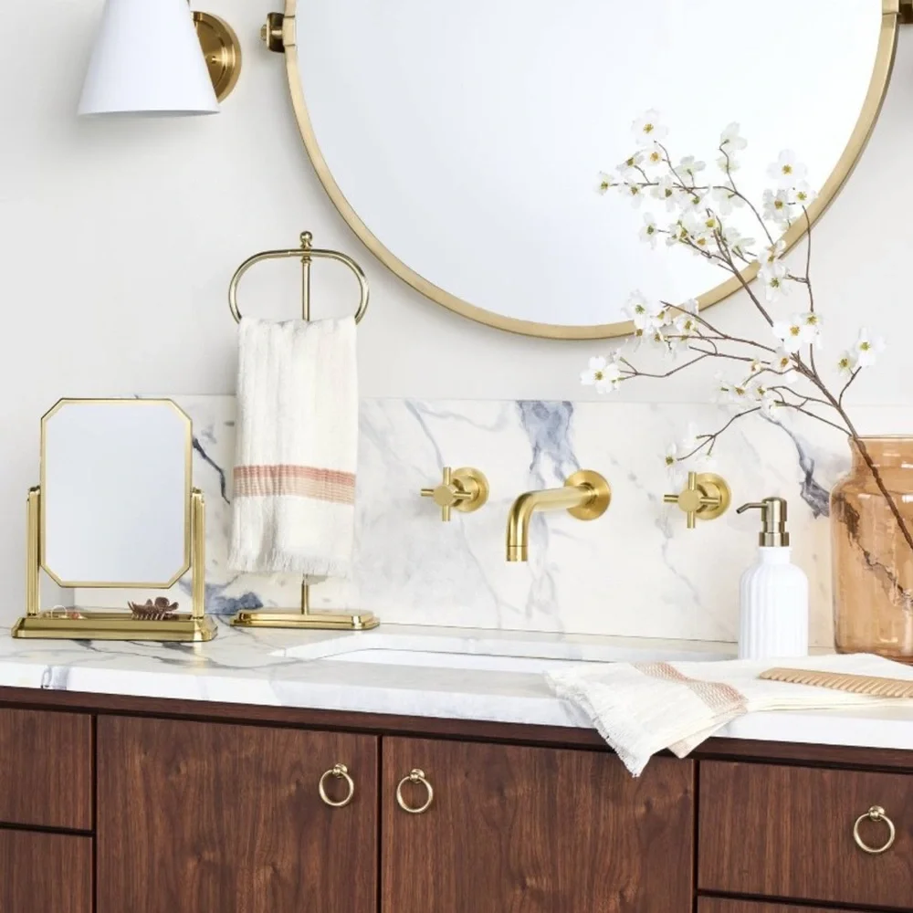 Hearth & Hand Brass Bathroom Hand Towel Stand Antique Finish